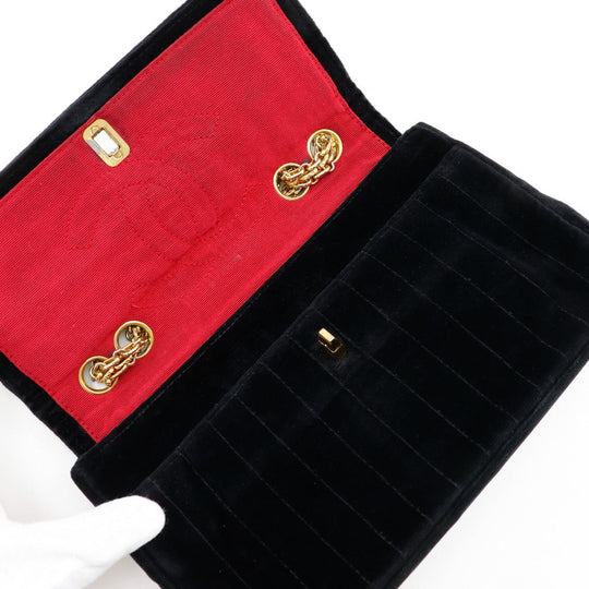 CHANEL Shoulder Bag Velor black Double chain Mademoiselle ChainShoulder Women Used Authentic