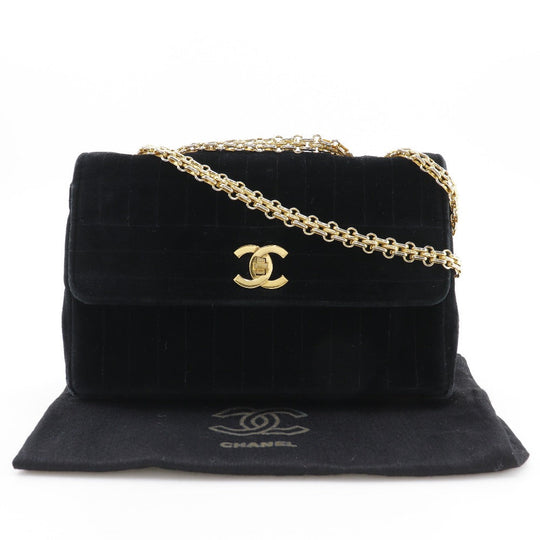 CHANEL Shoulder Bag Velor black Double chain Mademoiselle ChainShoulder Women Used Authentic