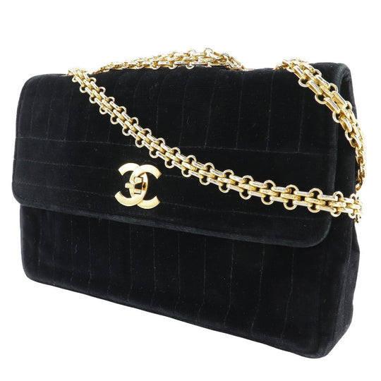 CHANEL Shoulder Bag Velor black Double chain Mademoiselle ChainShoulder Women Used Authentic
