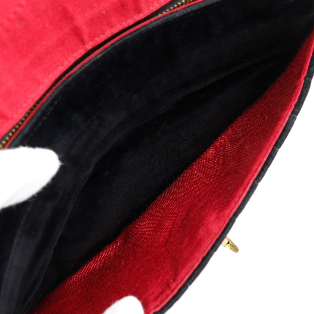 CHANEL Shoulder Bag Velor black Double chain Mademoiselle ChainShoulder Women Used Authentic