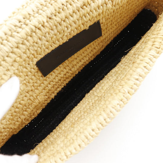 BALENCIAGA Clutch bag 339549 Raffia, Leather Beige / Brown Basket bag Women Used Authentic