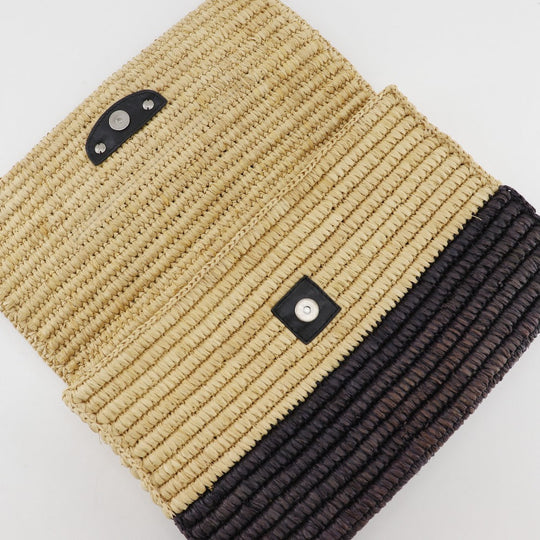 BALENCIAGA Clutch bag 339549 Raffia, Leather Beige / Brown Basket bag Women Used Authentic