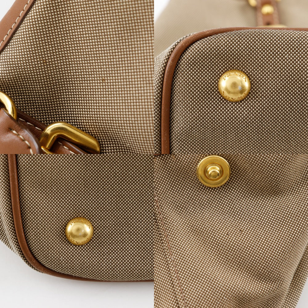 PRADA Handbag BN1841 Canvas, Leather beige 2WAYShoulder logo Women Used Authentic