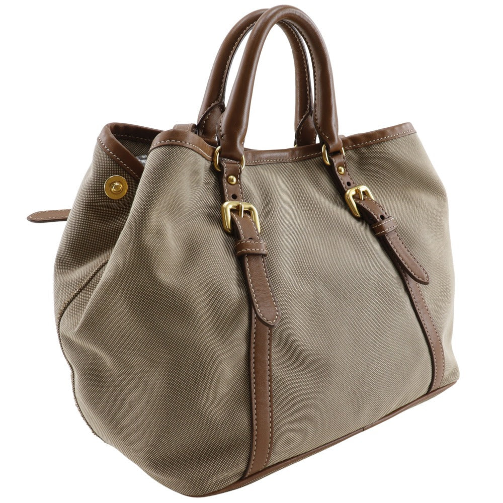 PRADA Handbag BN1841 Canvas, Leather beige 2WAYShoulder logo Women Used Authentic
