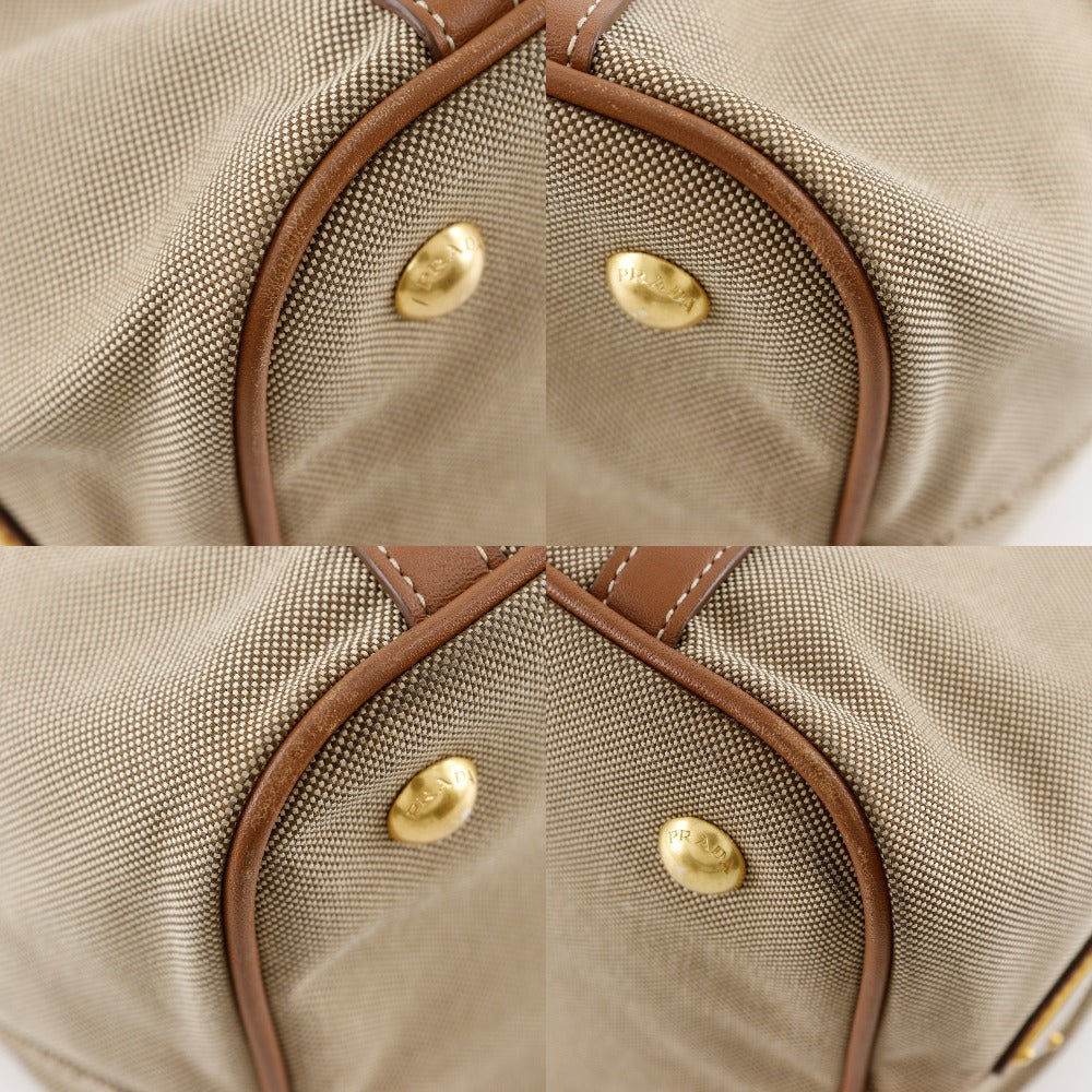 PRADA Handbag BN1841 Canvas, Leather beige 2WAYShoulder logo Women Used Authentic