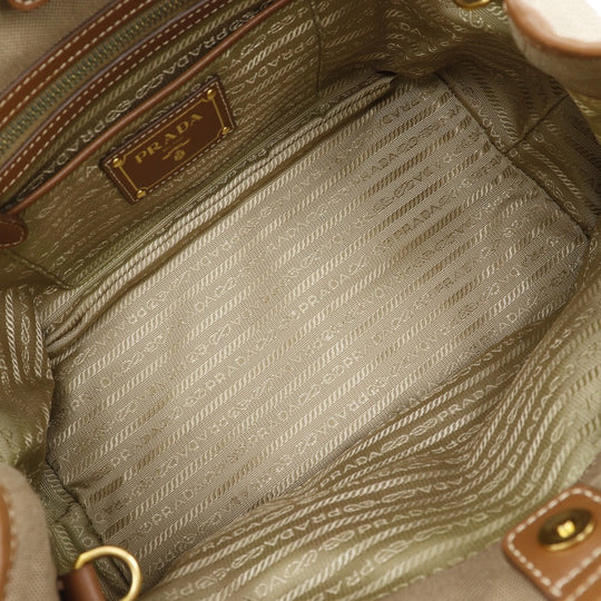 PRADA Handbag BN1841 Canvas, Leather beige 2WAYShoulder logo Women Used Authentic
