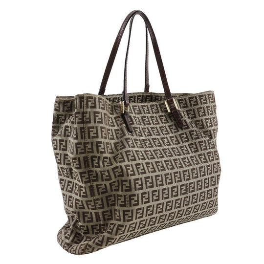 FENDI Handbag 8BH132 Nylon canvas Brown Zucchino Women Used Authentic
