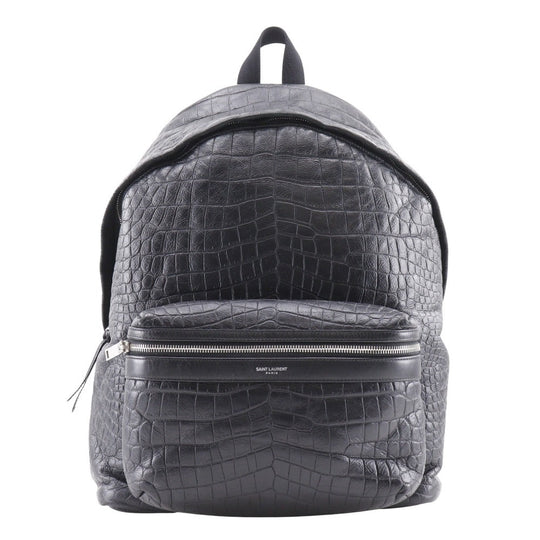 SAINT LAURENT Backpack Embossed leather black Backpack city saint laurent mens Used Authentic