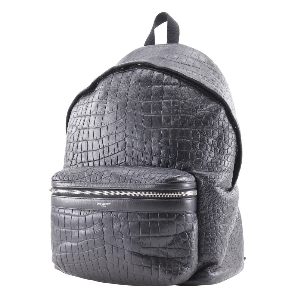 SAINT LAURENT Backpack Embossed leather black Backpack city saint laurent mens Used Authentic
