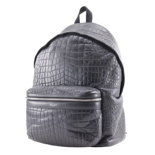SAINT LAURENT Backpack Embossed leather black Backpack city saint laurent mens Used Authentic