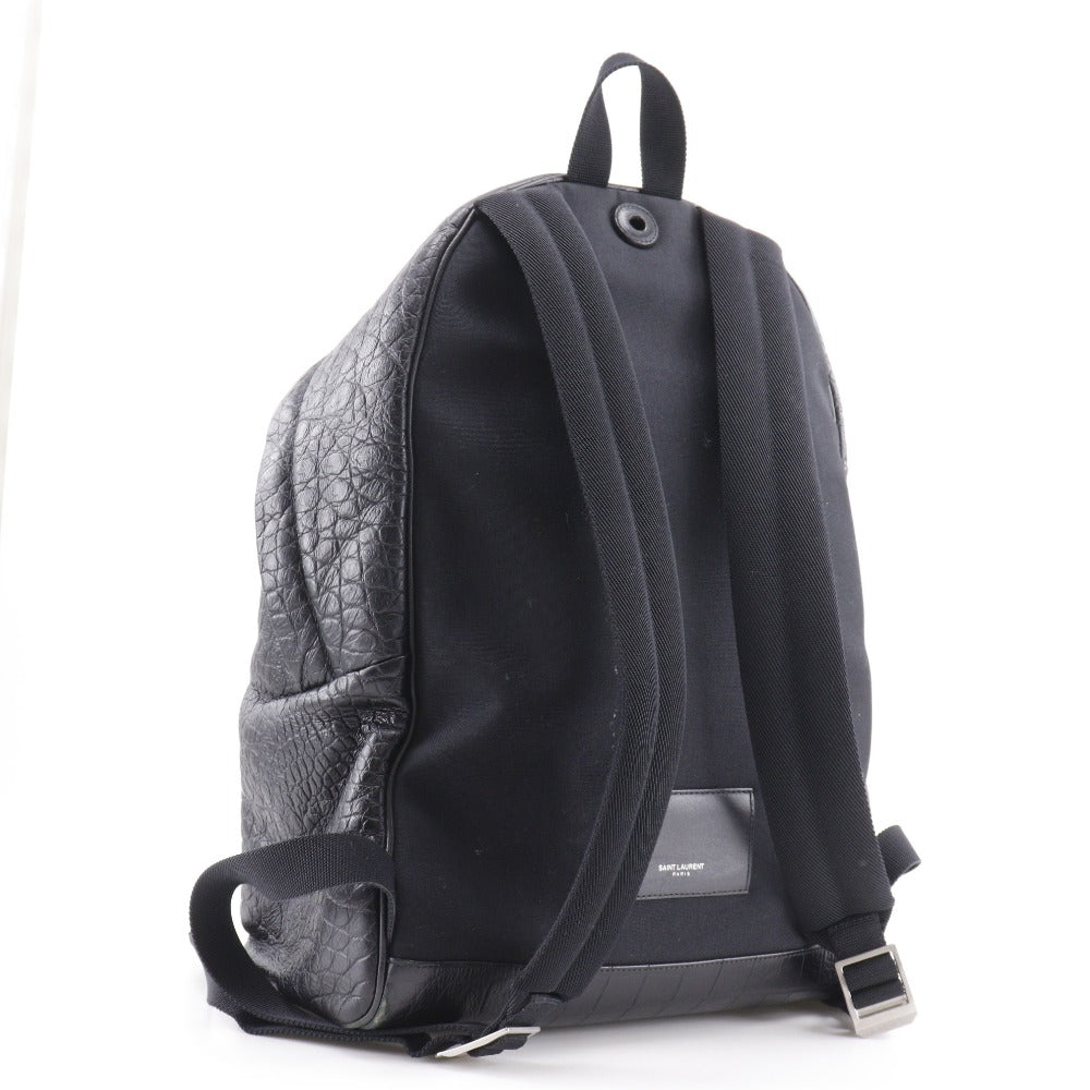 SAINT LAURENT Backpack Embossed leather black Backpack city saint laurent mens Used Authentic