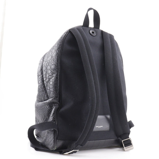 SAINT LAURENT Backpack Embossed leather black Backpack city saint laurent mens Used Authentic