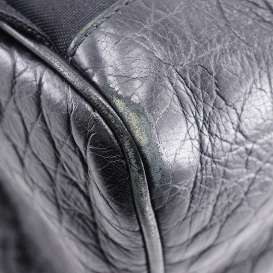 SAINT LAURENT Backpack Embossed leather black Backpack city saint laurent mens Used Authentic