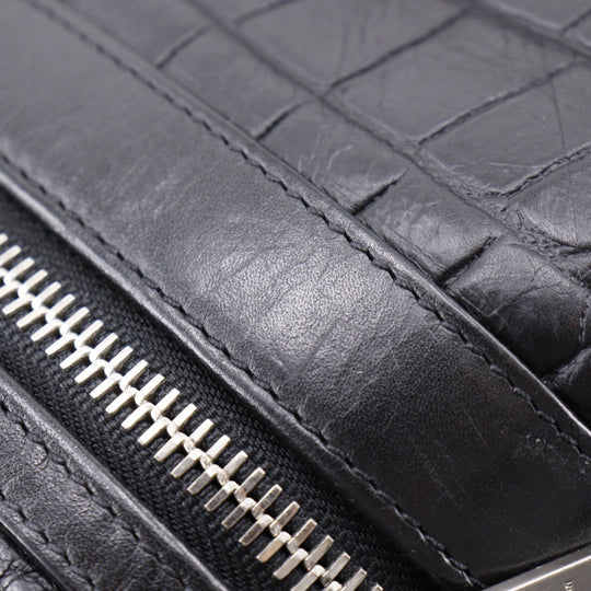 SAINT LAURENT Backpack Embossed leather black Backpack city saint laurent mens Used Authentic