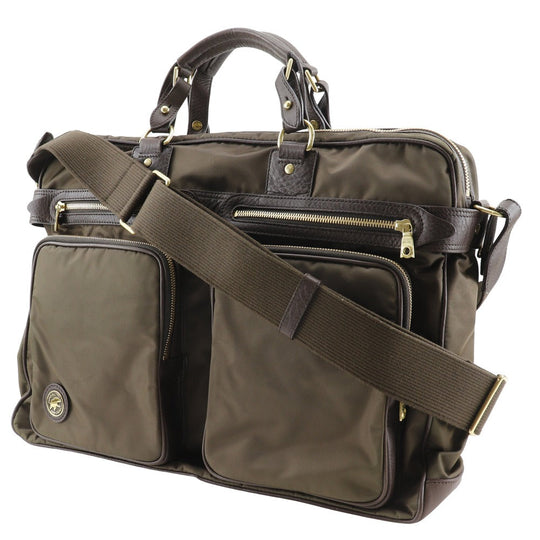 HUNTING WORLD Business bag Nylon, Leather Brown Briefcase 2WAYShoulder mens Used Authentic