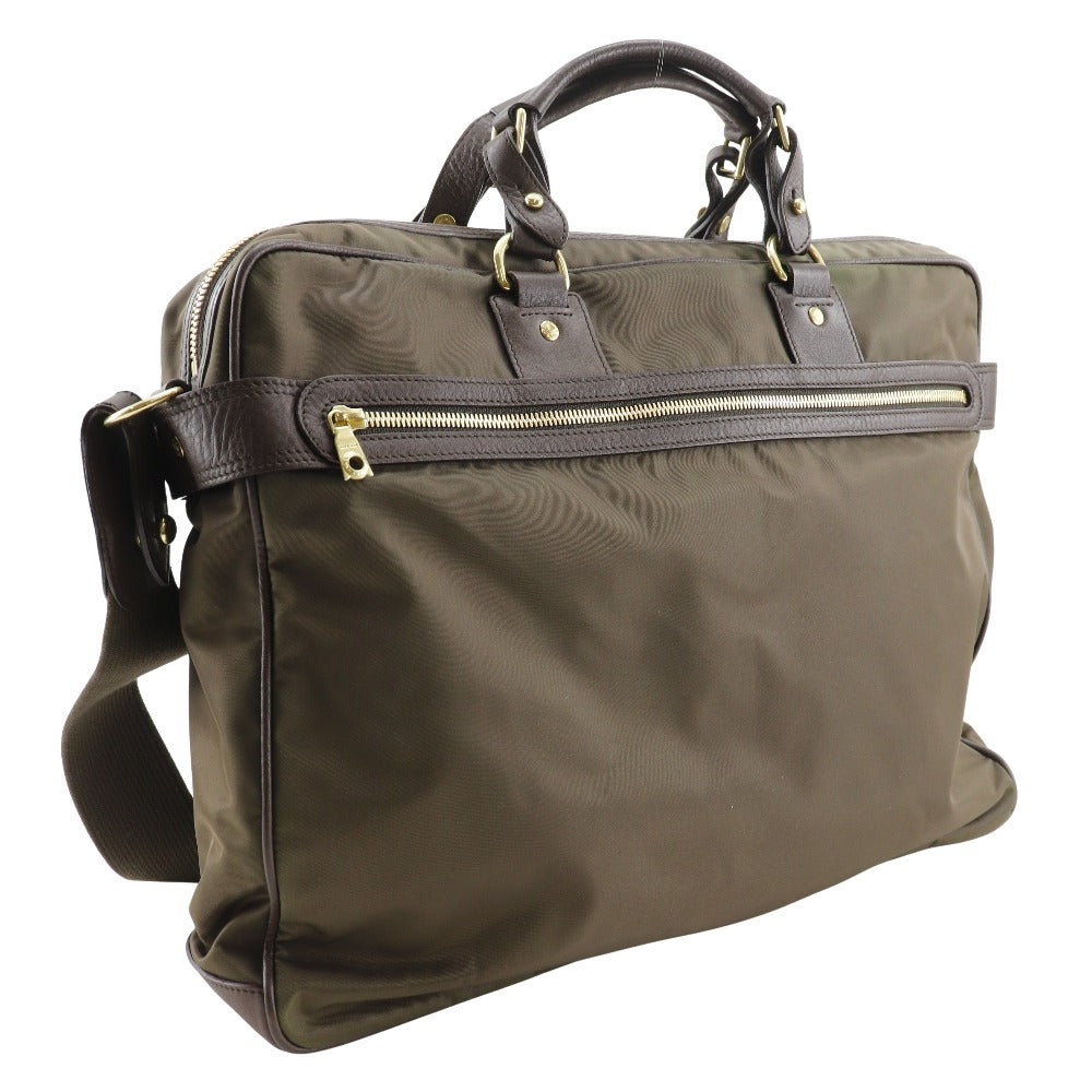 HUNTING WORLD Business bag Nylon, Leather Brown Briefcase 2WAYShoulder mens Used Authentic