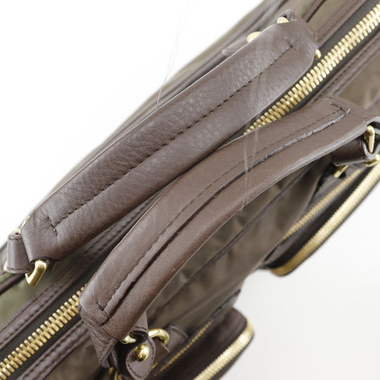 HUNTING WORLD Business bag Nylon, Leather Brown Briefcase 2WAYShoulder mens Used Authentic