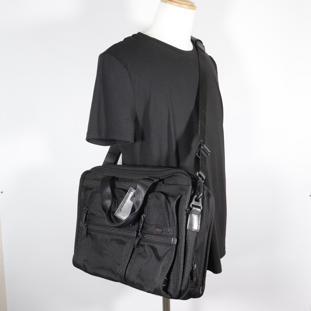 TUMI Business bag 26141DH Nylon canvas black 2WAYShoulder Briefcase expandable mens Used Authentic