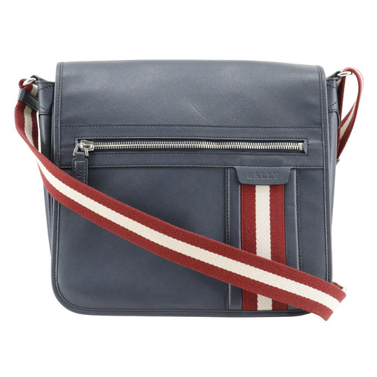 BALLY Shoulder Bag Calfskin Navy Trainspotting mens Used Authentic