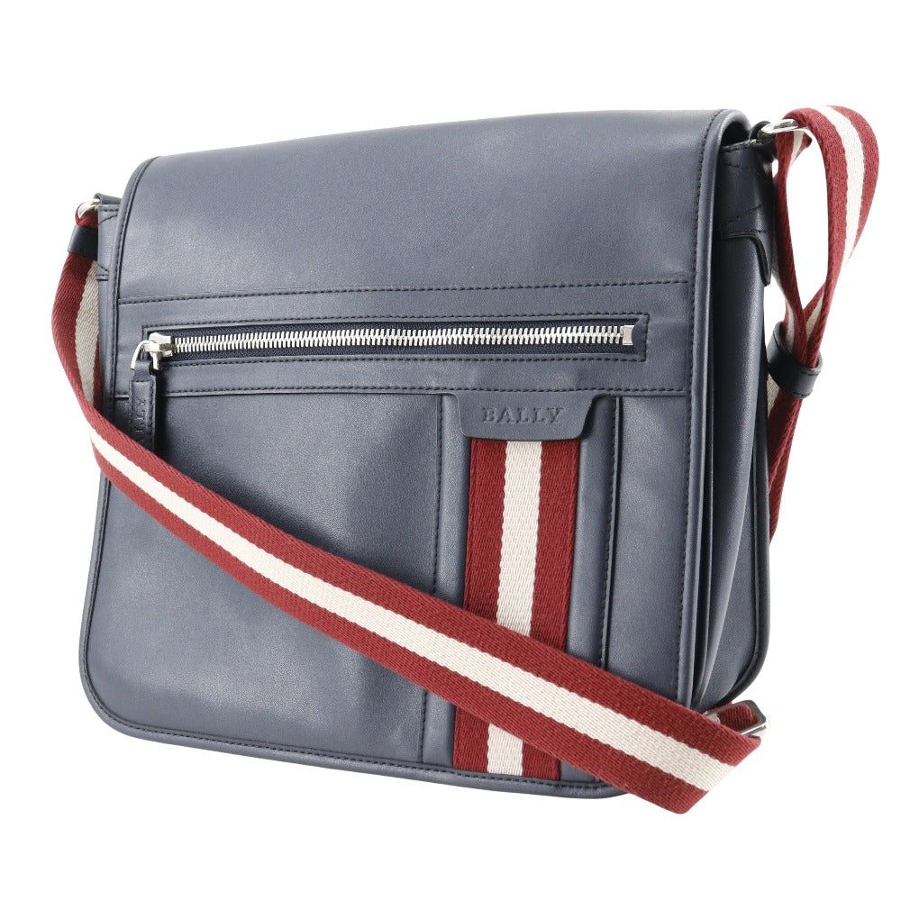 BALLY Shoulder Bag Calfskin Navy Trainspotting mens Used Authentic