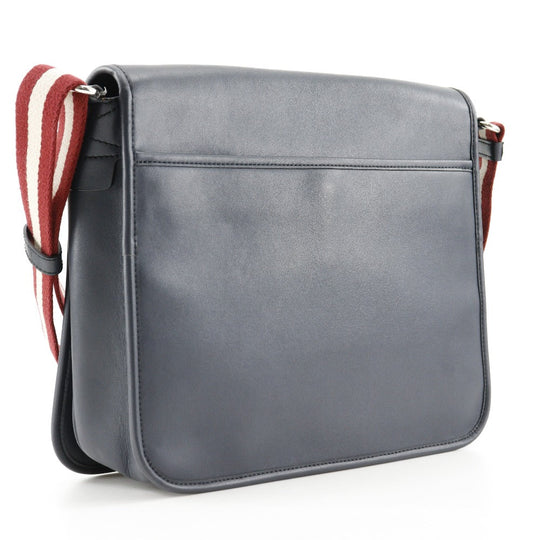 BALLY Shoulder Bag Calfskin Navy Trainspotting mens Used Authentic