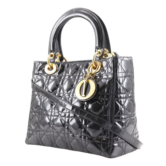 Christian Dior Handbag enamel black Canage Lady Dior Medium