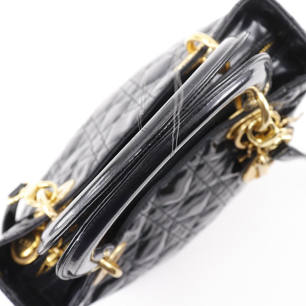 Christian Dior Handbag enamel black Canage Lady Dior Medium