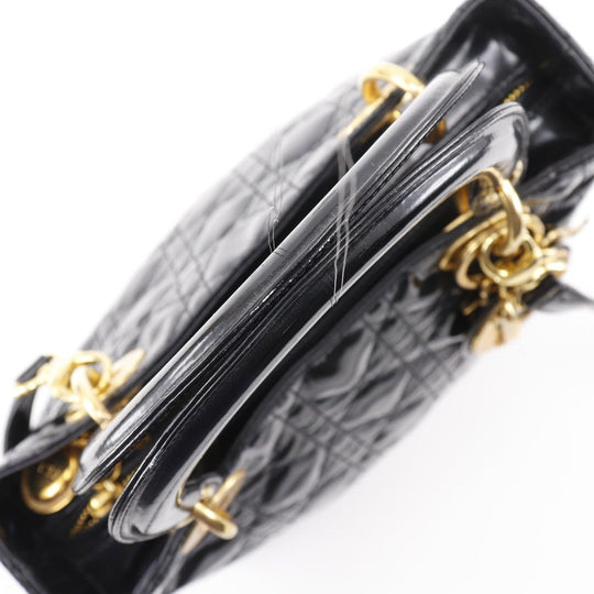 Christian Dior Handbag enamel black Canage Lady Dior Medium