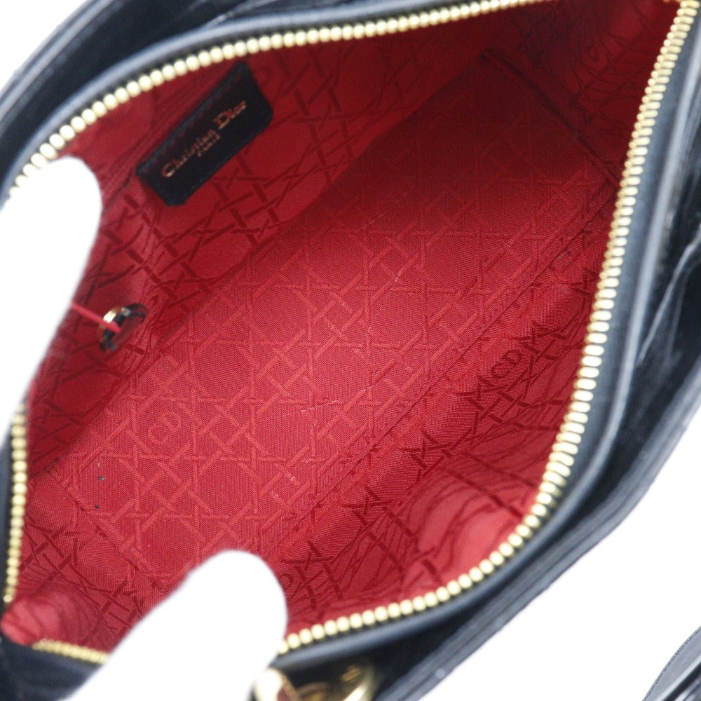 Christian Dior Handbag enamel black Canage Lady Dior Medium