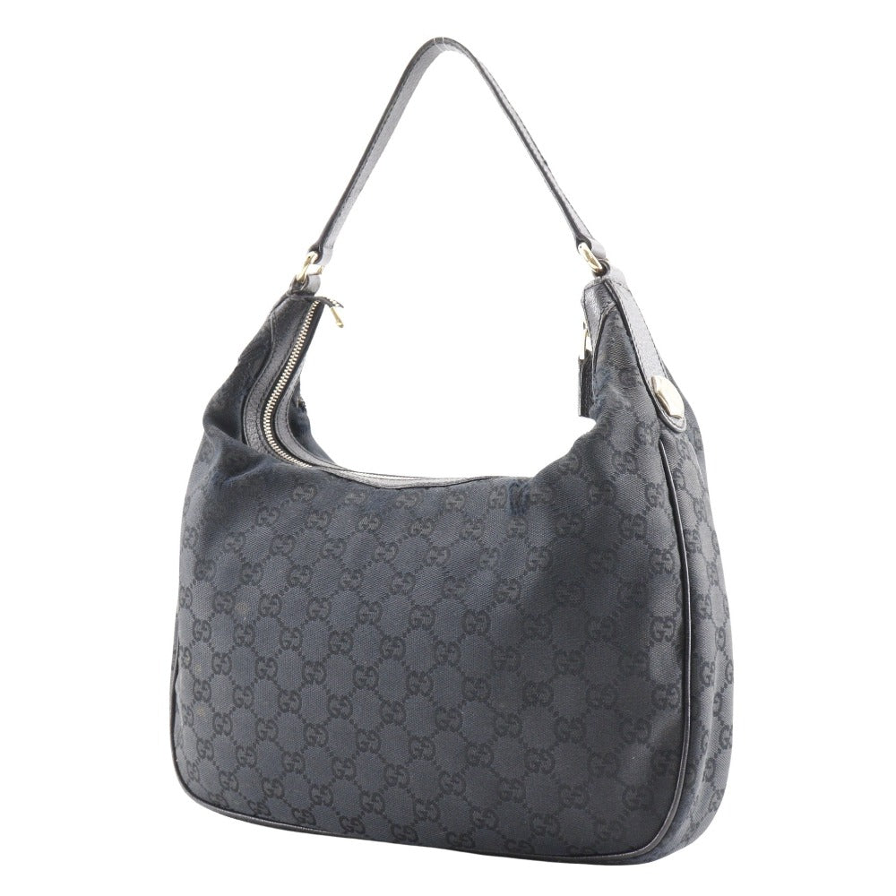 GUCCI Shoulder Bag 153010 GG canvas black one belt Women Used Authentic