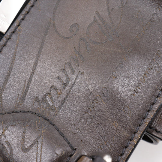 Berluti Handbag leather Brown 2WAYShoulder Scrit Calligraphy Tujour Gulliver mens Used Authentic