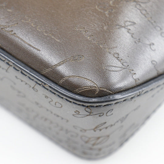 Berluti Handbag leather Brown 2WAYShoulder Scrit Calligraphy Tujour Gulliver mens Used Authentic
