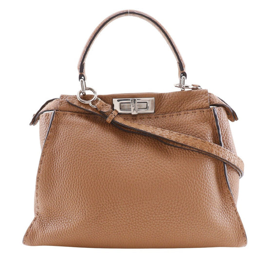 FENDI Handbag 8BN226 leather Brown 2WAYShoulder Celeria Peek-a-boo regular Women Used Authentic