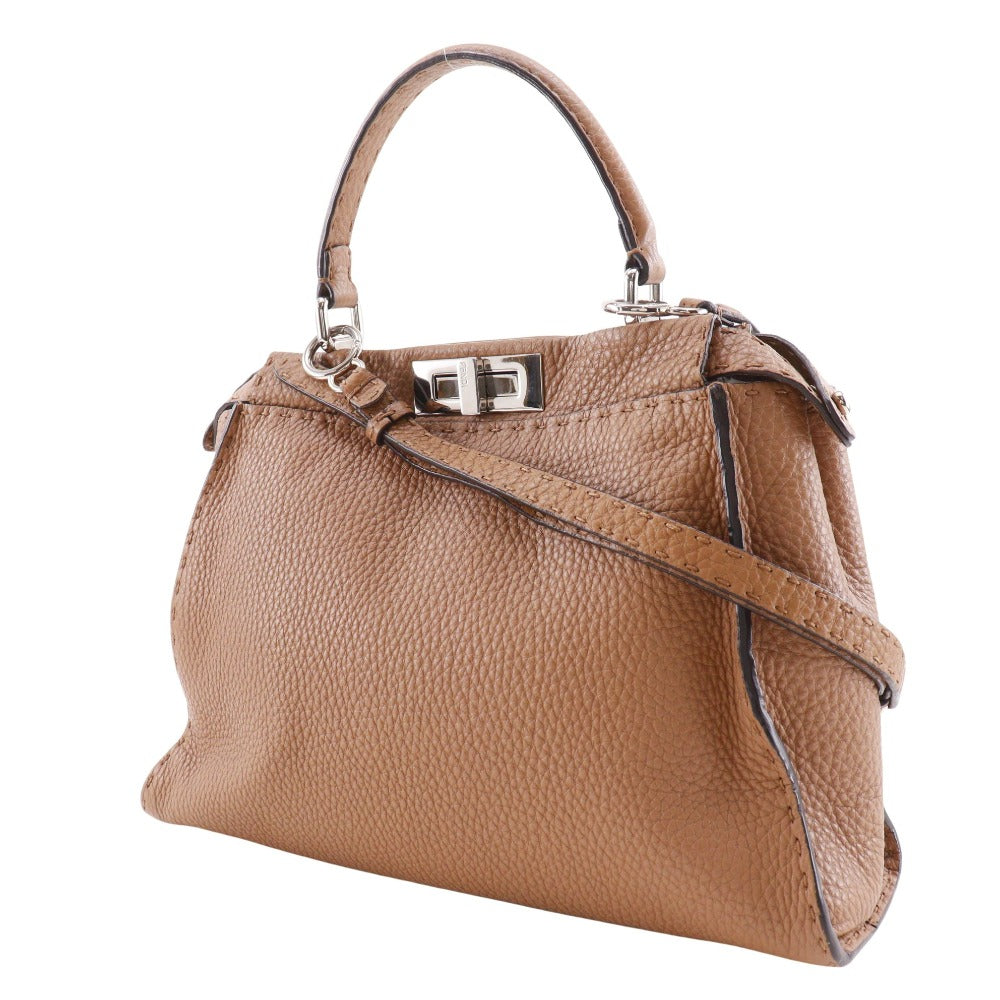 FENDI Handbag 8BN226 leather Brown 2WAYShoulder Celeria Peek-a-boo regular Women Used Authentic