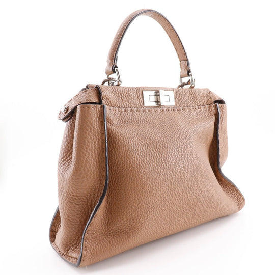FENDI Handbag 8BN226 leather Brown 2WAYShoulder Celeria Peek-a-boo regular Women Used Authentic