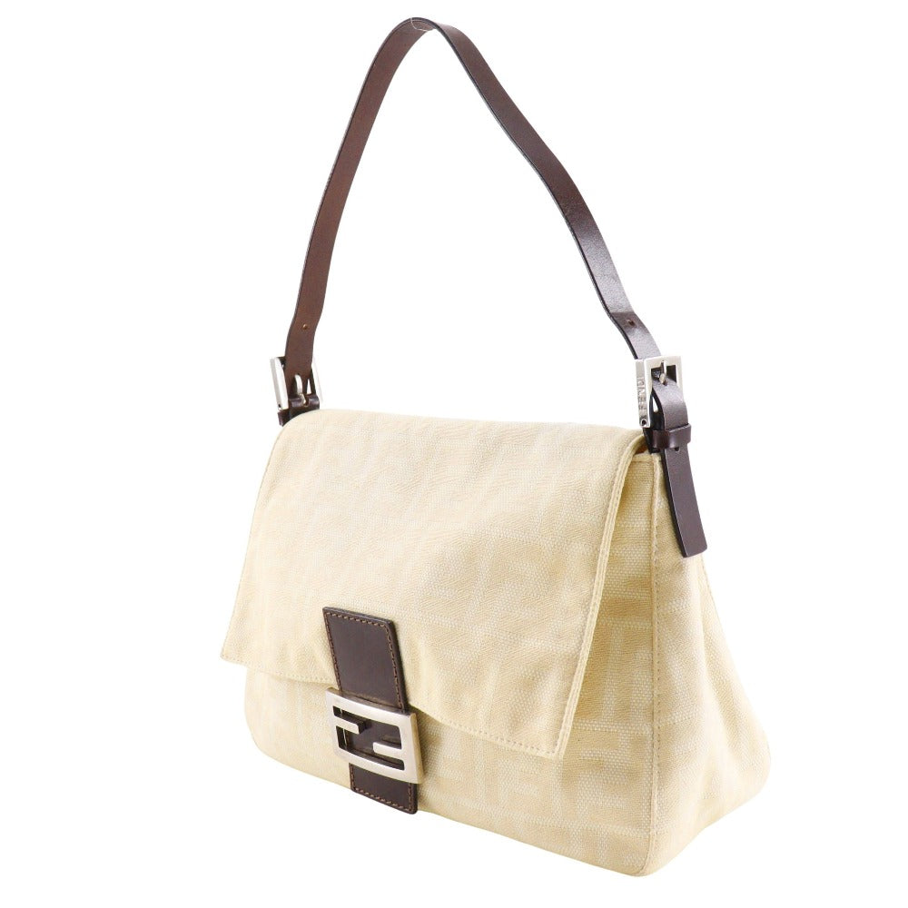 FENDI Shoulder Bag canvas Beige / brown Zucca Mamma Bucket