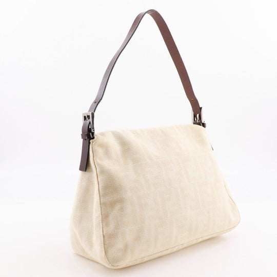 FENDI Shoulder Bag canvas Beige / brown Zucca Mamma Bucket
