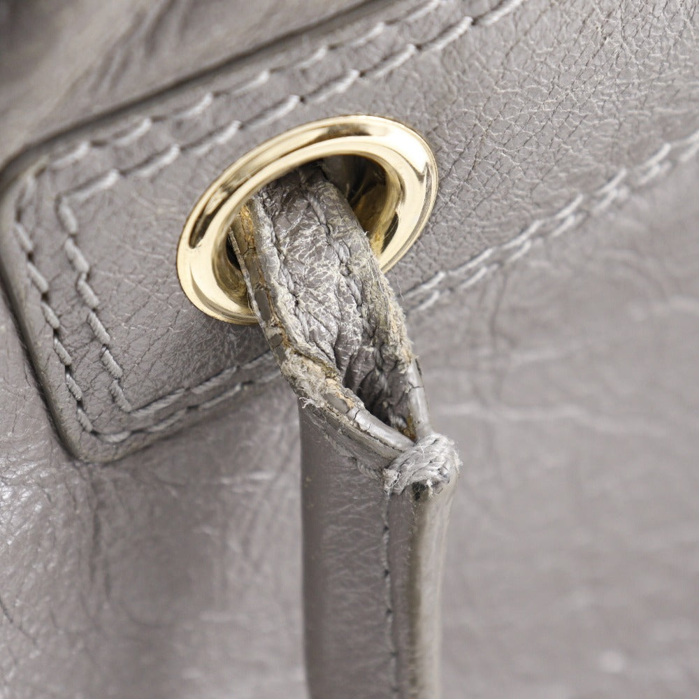 BALENCIAGA Handbag 466541 leather gray 2WAYShoulder Blanket Square S Women Used Authentic