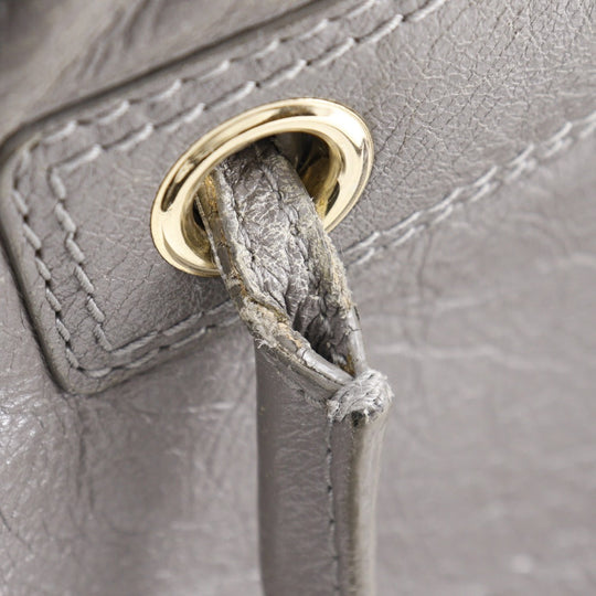 BALENCIAGA Handbag 466541 leather gray 2WAYShoulder Blanket Square S Women Used Authentic