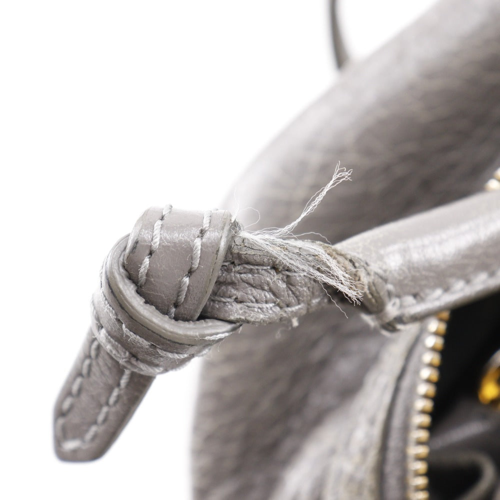 BALENCIAGA Handbag 466541 leather gray 2WAYShoulder Blanket Square S Women Used Authentic