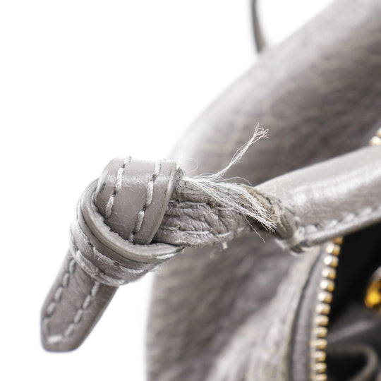 BALENCIAGA Handbag 466541 leather gray 2WAYShoulder Blanket Square S Women Used Authentic