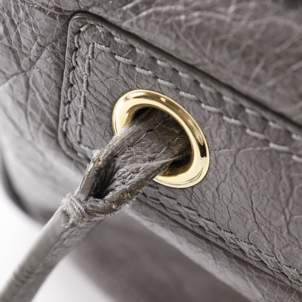 BALENCIAGA Handbag 466541 leather gray 2WAYShoulder Blanket Square S Women Used Authentic