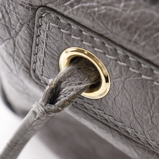 BALENCIAGA Handbag 466541 leather gray 2WAYShoulder Blanket Square S Women Used Authentic