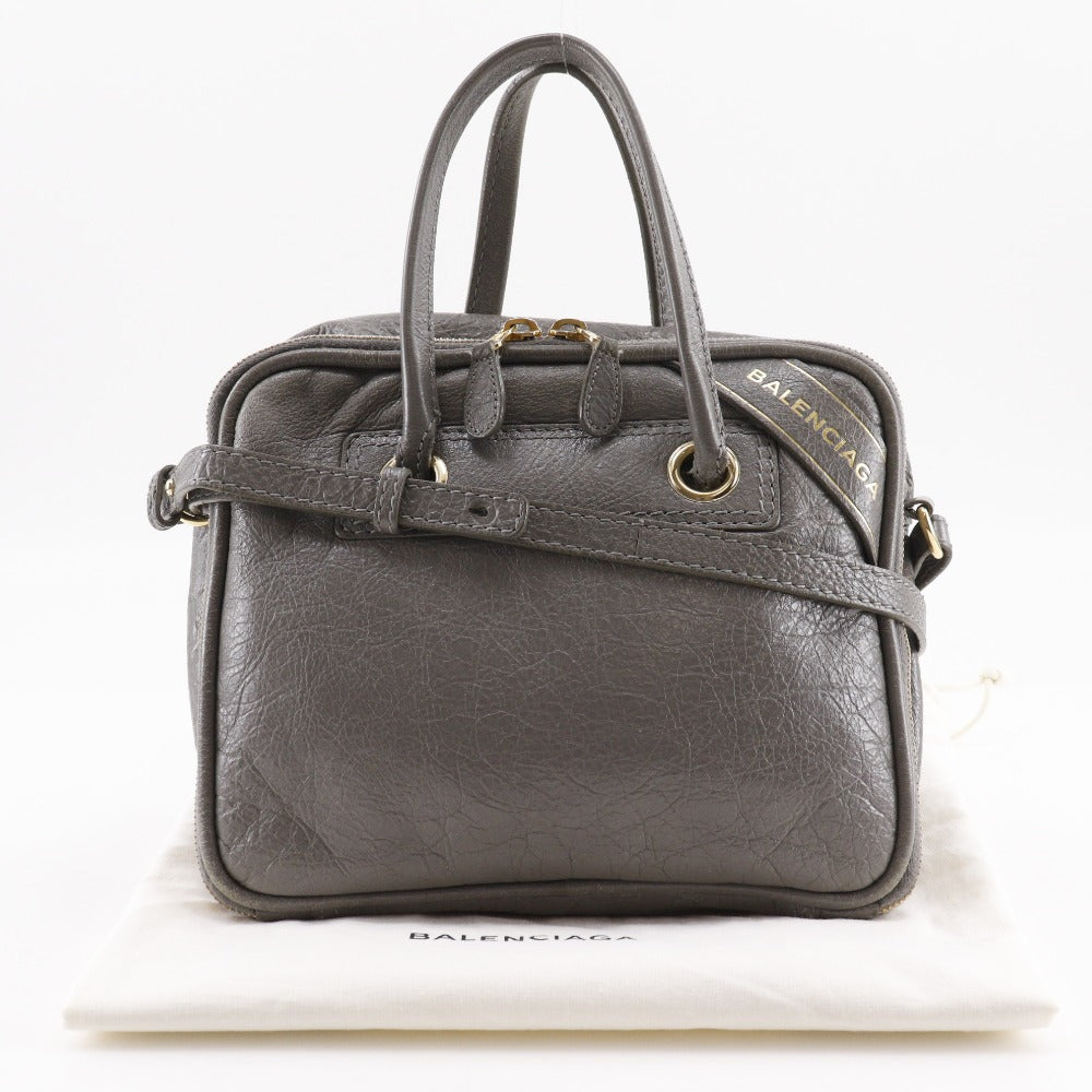 BALENCIAGA Handbag 466541 leather gray 2WAYShoulder Blanket Square S Women Used Authentic