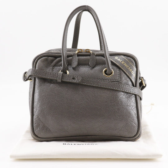 BALENCIAGA Handbag 466541 leather gray 2WAYShoulder Blanket Square S Women Used Authentic