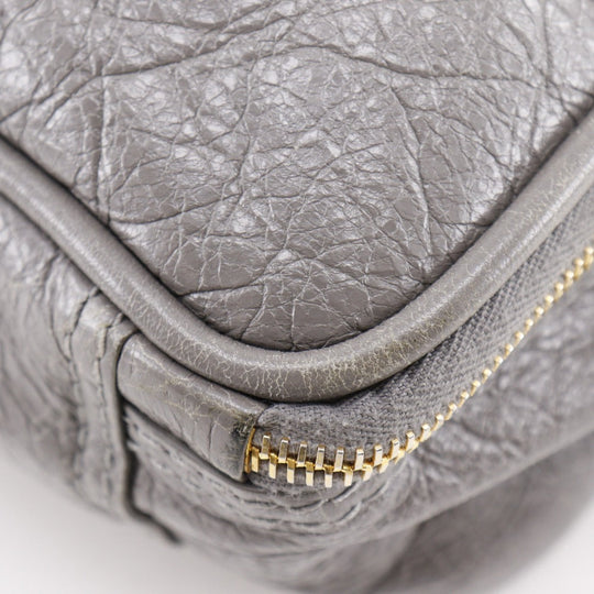 BALENCIAGA Handbag 466541 leather gray 2WAYShoulder Blanket Square S Women Used Authentic