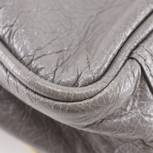 BALENCIAGA Handbag 466541 leather gray 2WAYShoulder Blanket Square S Women Used Authentic