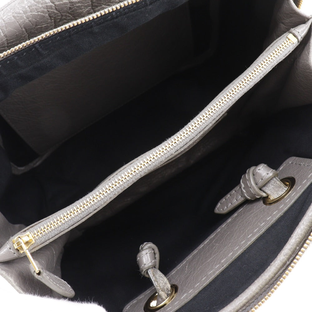 BALENCIAGA Handbag 466541 leather gray 2WAYShoulder Blanket Square S Women Used Authentic