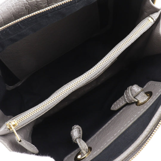 BALENCIAGA Handbag 466541 leather gray 2WAYShoulder Blanket Square S Women Used Authentic