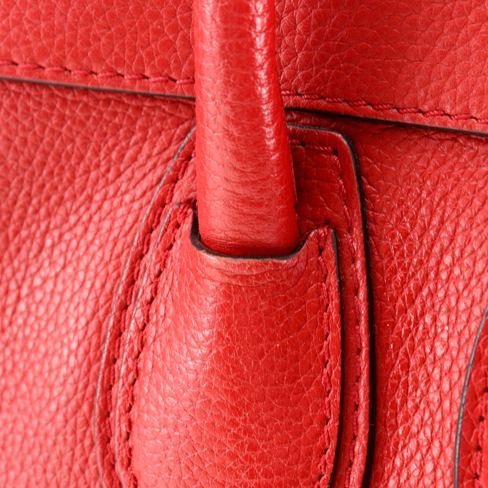 CELINE Handbag leather Red Luggage micro shopper Women Used Authentic